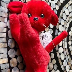 1968 Vintage Red Cat Plush By Kamar With Original Tags